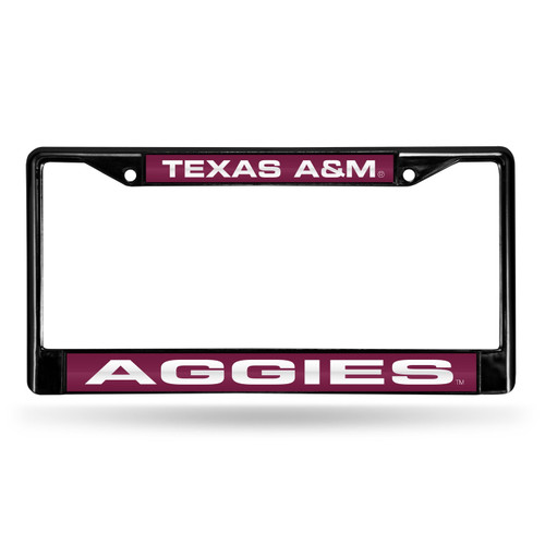 Texas A&M Aggies NCAA Laser Black License Plate Frame