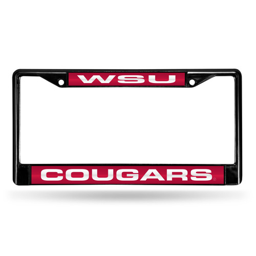 Washington State Cougars Black Laser License Plate Frame