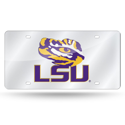 LSU Tigers NCAA Silver Laser Cut License Plate