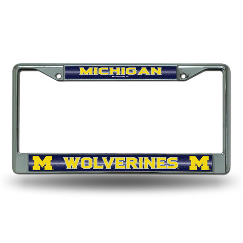 Michigan Wolverines Bling Chrome License Plate Frame