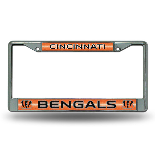 Cincinnati Bengals Chrome Glitter License Plate Frame