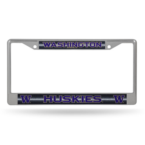 Washington Huskies Bling Chrome License Plate Frame