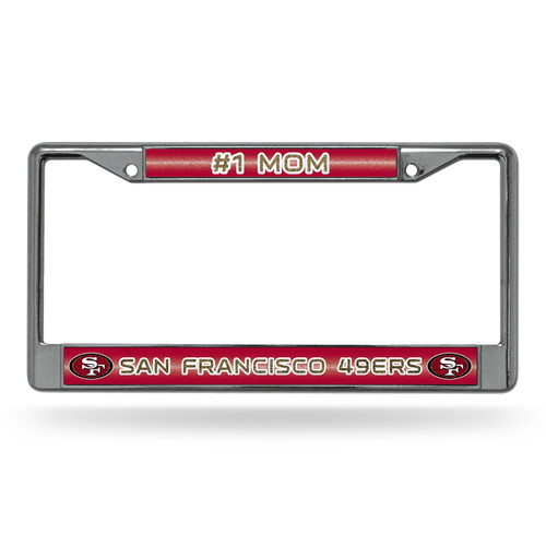 San Francisco 49ers #1 Mom Chrome Glitter License Plate Frame