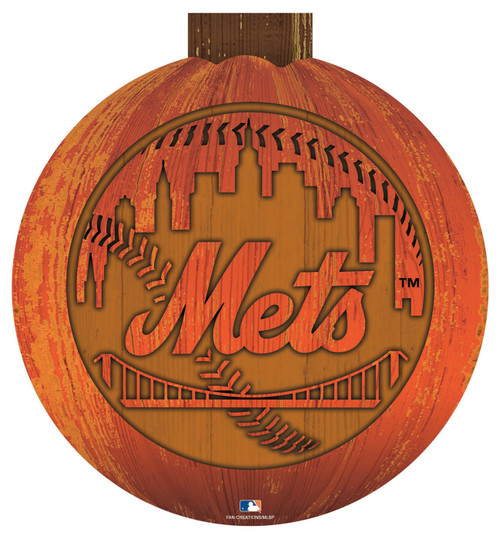 New York Mets 12" Halloween Pumpkin Sign