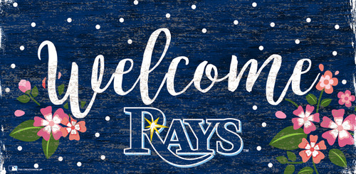 Tampa Bay Rays 6" x 12" Floral Welcome Sign