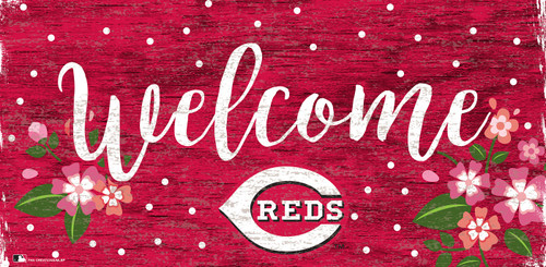 Cincinnati Reds 6" x 12" Floral Welcome Sign