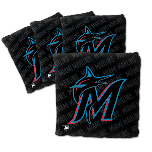 Miami Marlins Black Cornhole Bags - 4 Pack