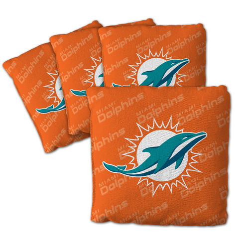 Miami Dolphins Orange Cornhole Bags - 4 Pack