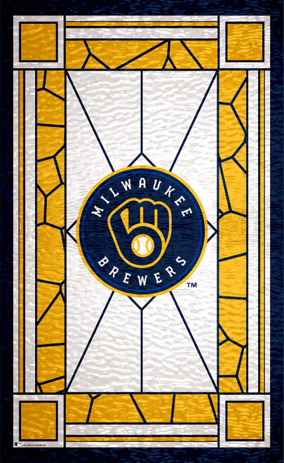 Milwaukee Brewers 11" x 19" Stained Glass Sign