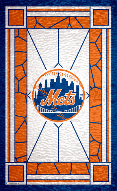 New York Mets 11" x 19" Stained Glass Sign