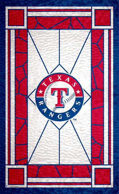 Texas Rangers 11" x 19" Stained Glass Sign
