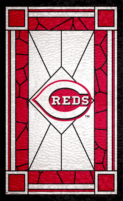 Cincinnati Reds 11" x 19" Stained Glass Sign