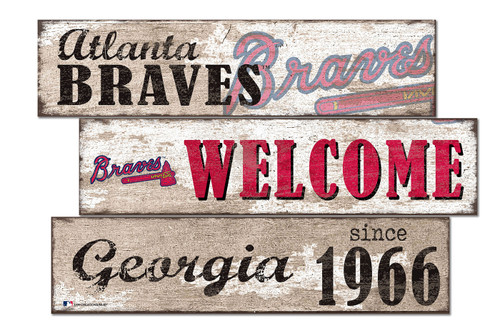 Atlanta Braves Welcome 3 Plank Sign