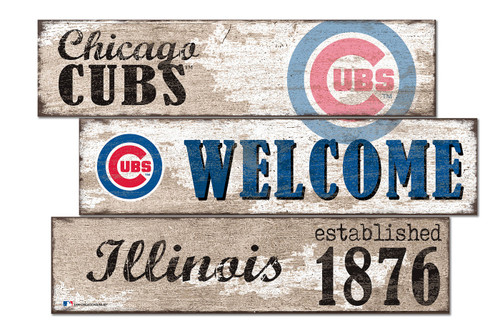 Chicago Cubs Welcome 3 Plank Sign