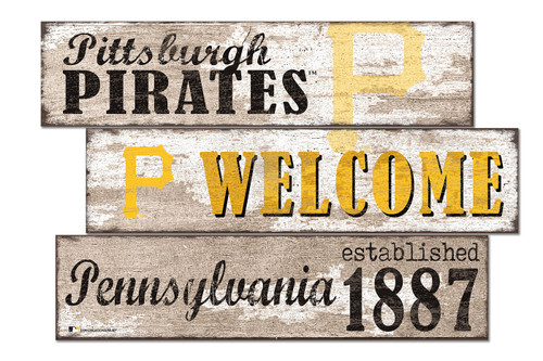 Pittsburgh Pirates Welcome 3 Plank Sign