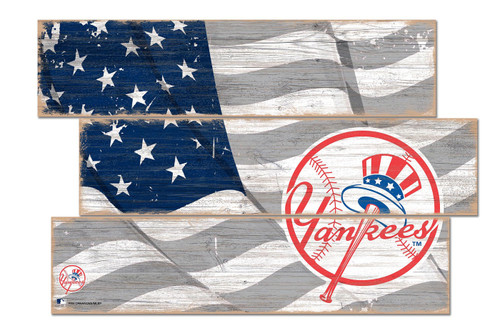 New York Yankees Flag 3 Plank Sign