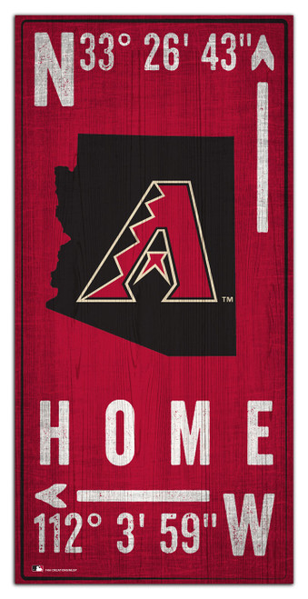 Arizona Diamondbacks 6" x 12" Coordinates Sign