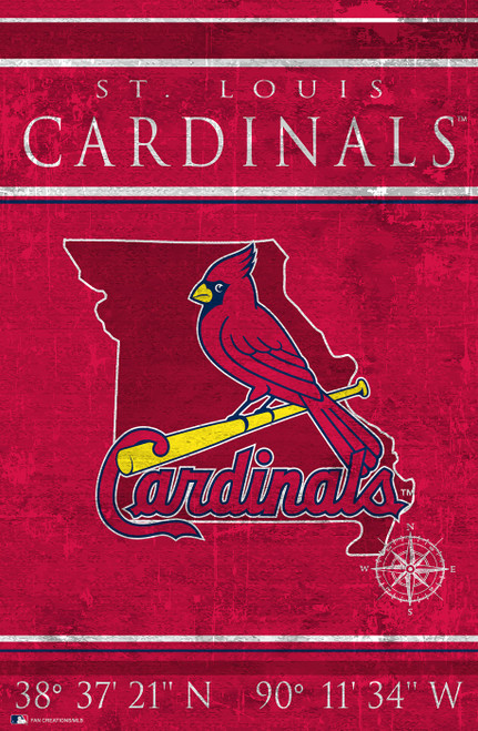 St. Louis Cardinals 17" x 26" Coordinates Sign