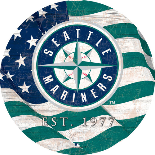 Seattle Mariners 12" Team Color Flag Circle Sign