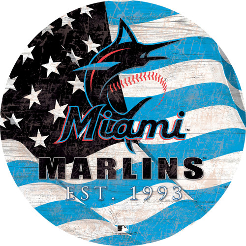 Miami Marlins 12" Team Color Flag Circle Sign