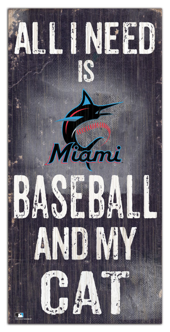 Miami Marlins 6" x 12" Football & My Cat Sign