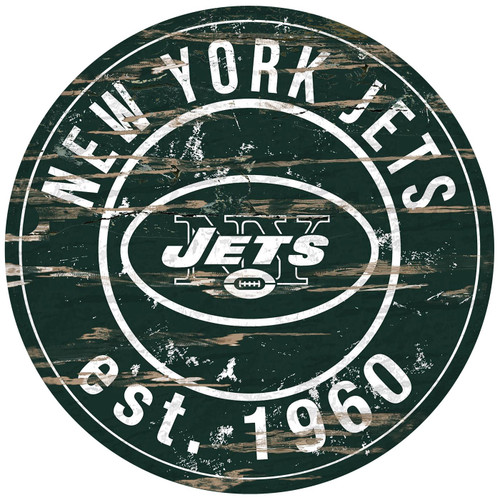 New York Jets Distressed Round Sign