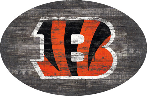 Cincinnati Bengals 46" Distressed Wood Oval Sign