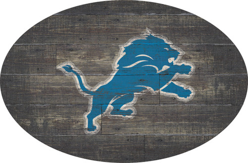 Detroit Lions 46' Distressed Wood Oval Sign - Sports Unlimited