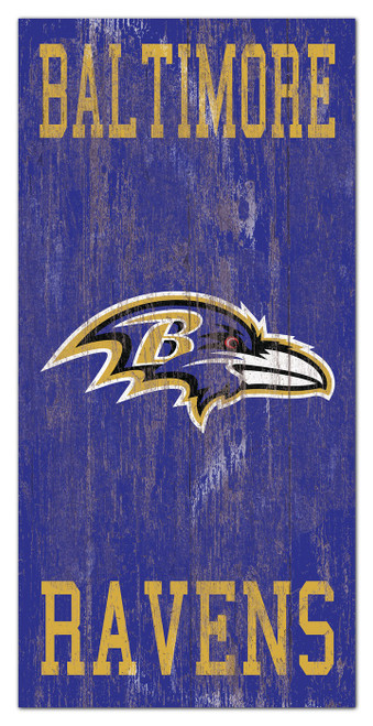 Baltimore Ravens 6" x 12" Heritage Logo Sign