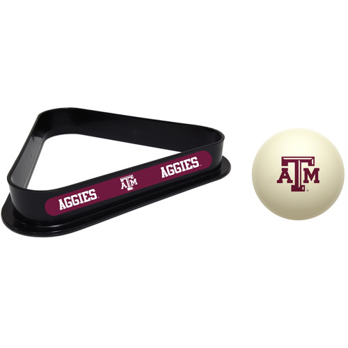 Texas A&M Aggies Cue Ball & 8 Ball Billiard Rack