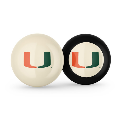 Miami Hurricanes Billiard Cue Ball & 8 Ball Combo