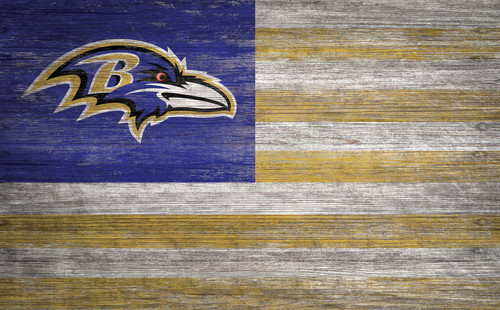 Baltimore Ravens 11" x 19" Distressed Flag Sign