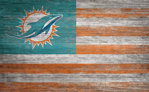 Miami Dolphins 11" x 19" Distressed Flag Sign