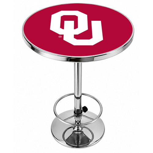 Oklahoma Sooners Logo Chrome Pub Table