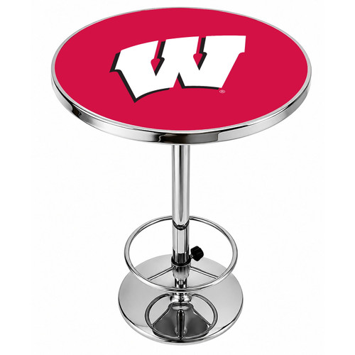 Wisconsin Badgers Logo Chrome Pub Table
