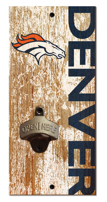 Denver Broncos 6" x 12" Distressed Bottle Opener