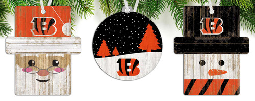 Cincinnati Bengals 3-Pack Christmas Ornament Set