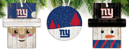 New York Giants 3-Pack Christmas Ornament Set