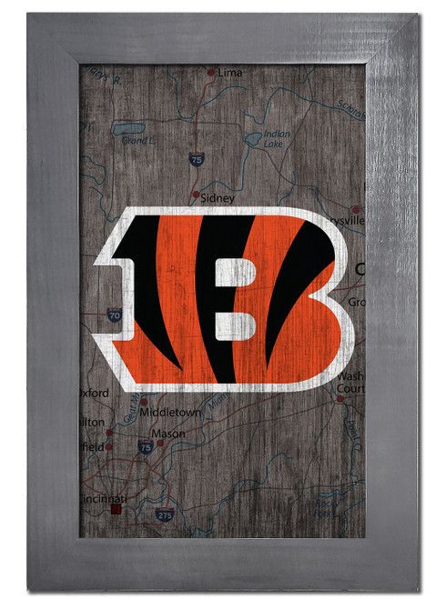 Cincinnati Bengals 11" x 19" City Map Framed Sign