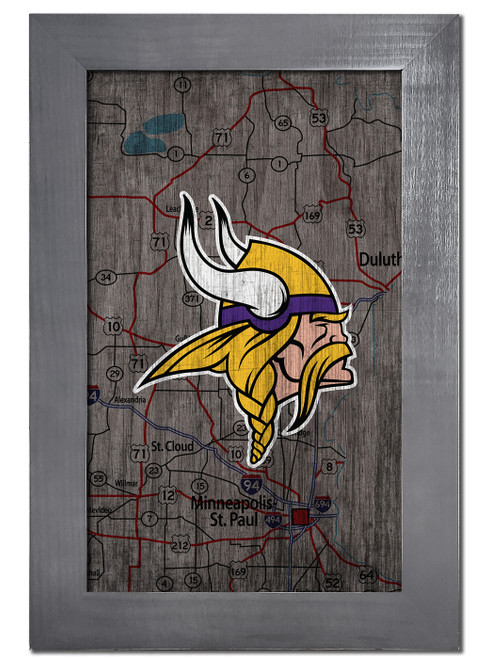 Minnesota Vikings 11" x 19" City Map Framed Sign
