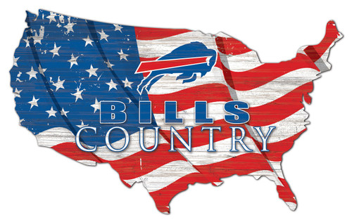 Buffalo Bills 15" USA Flag Cutout Sign