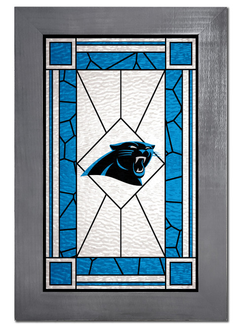 Carolina Panthers Stained Glass with Frame