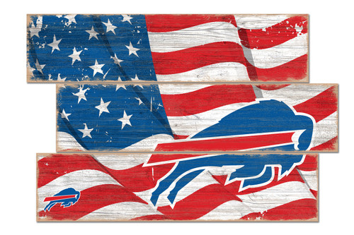 Buffalo Bills Flag 3 Plank Sign