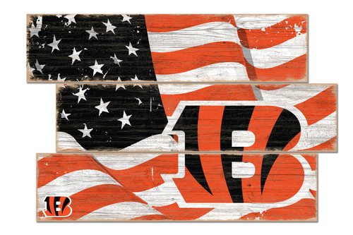 Cincinnati Bengals Flag 3 Plank Sign
