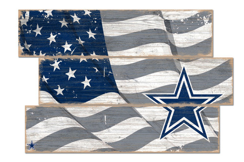Dallas Cowboys Flag 3 Plank Sign