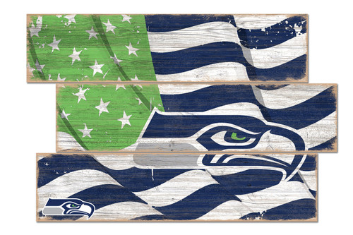 Seattle Seahawks Flag 3 Plank Sign