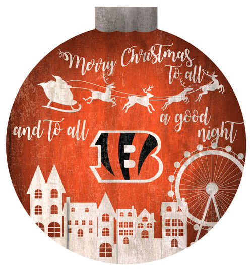 Cincinnati Bengals 12" Christmas Village Wall Art