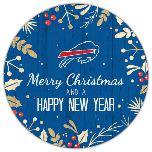 Buffalo Bills 12" Merry Christmas & Happy New Year Sign