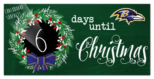 Baltimore Ravens 6" x 12" Chalk Christmas Countdown Sign