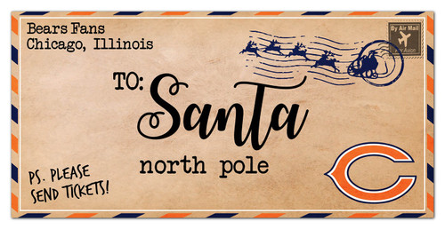 Chicago Bears 6" x 12" To Santa Sign